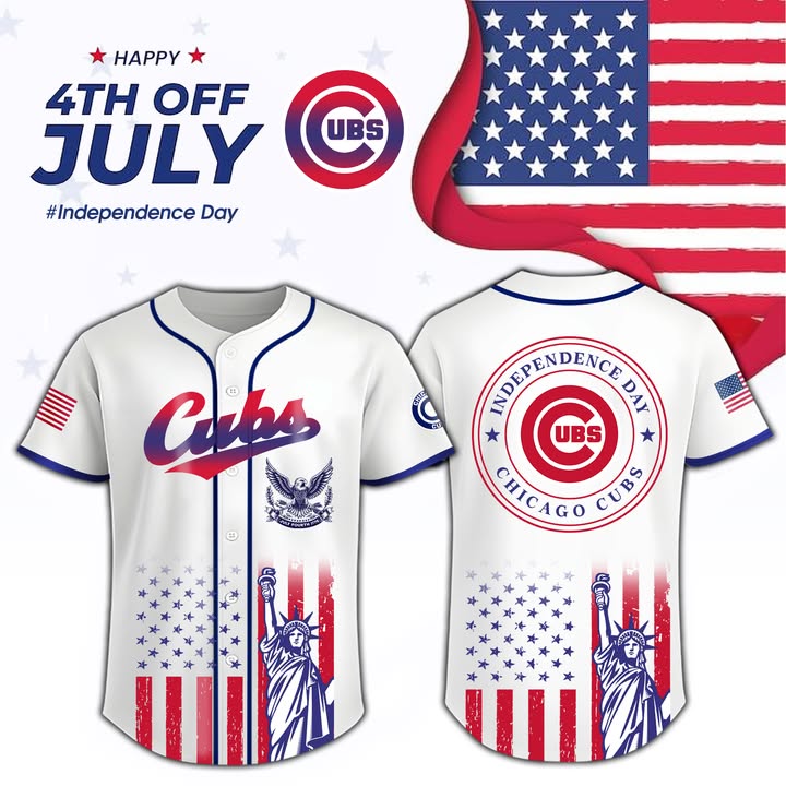 cubs x Happy Independence Day Jersey Limited 2025-3D Baseball Jersey