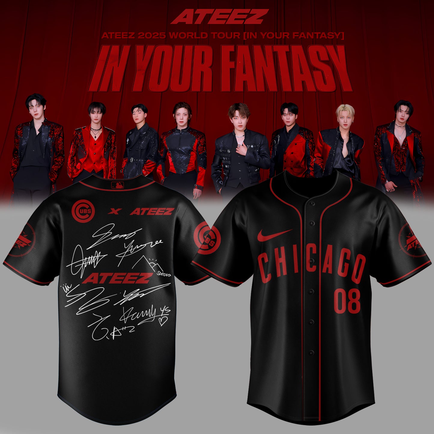 Chicago Cubs x ATEEZ 2025 World Tour Jersey