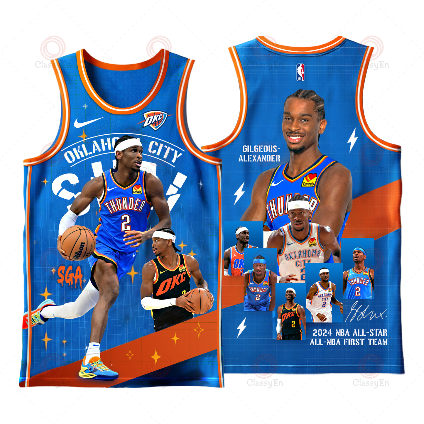 Thunder Shai Gilgeous-Alexander #2 Oklahoma City Team 3D Basketball Jersey
