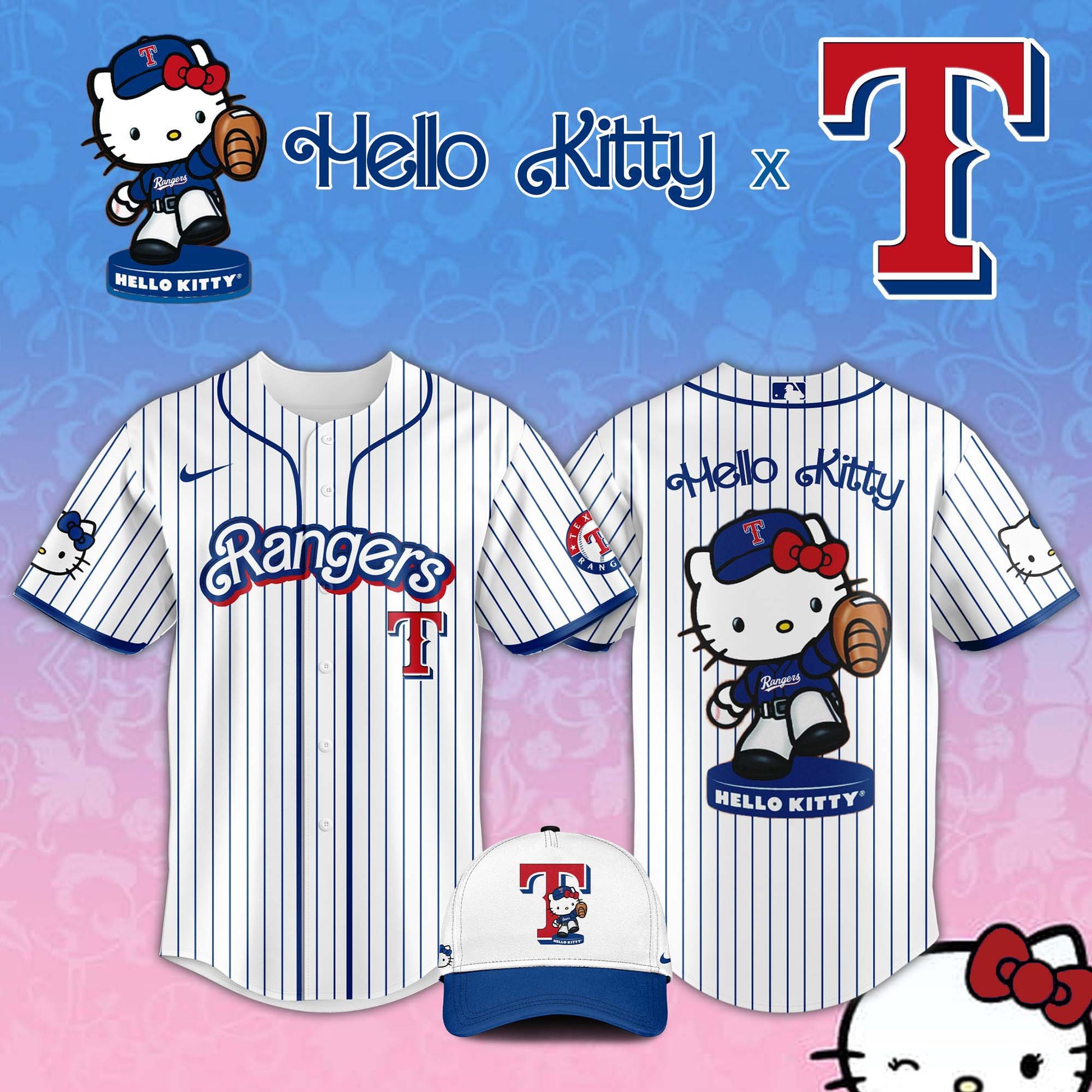 ,   Texas Rangers MLB x Hello Kitty Night Jersey Editions Limited