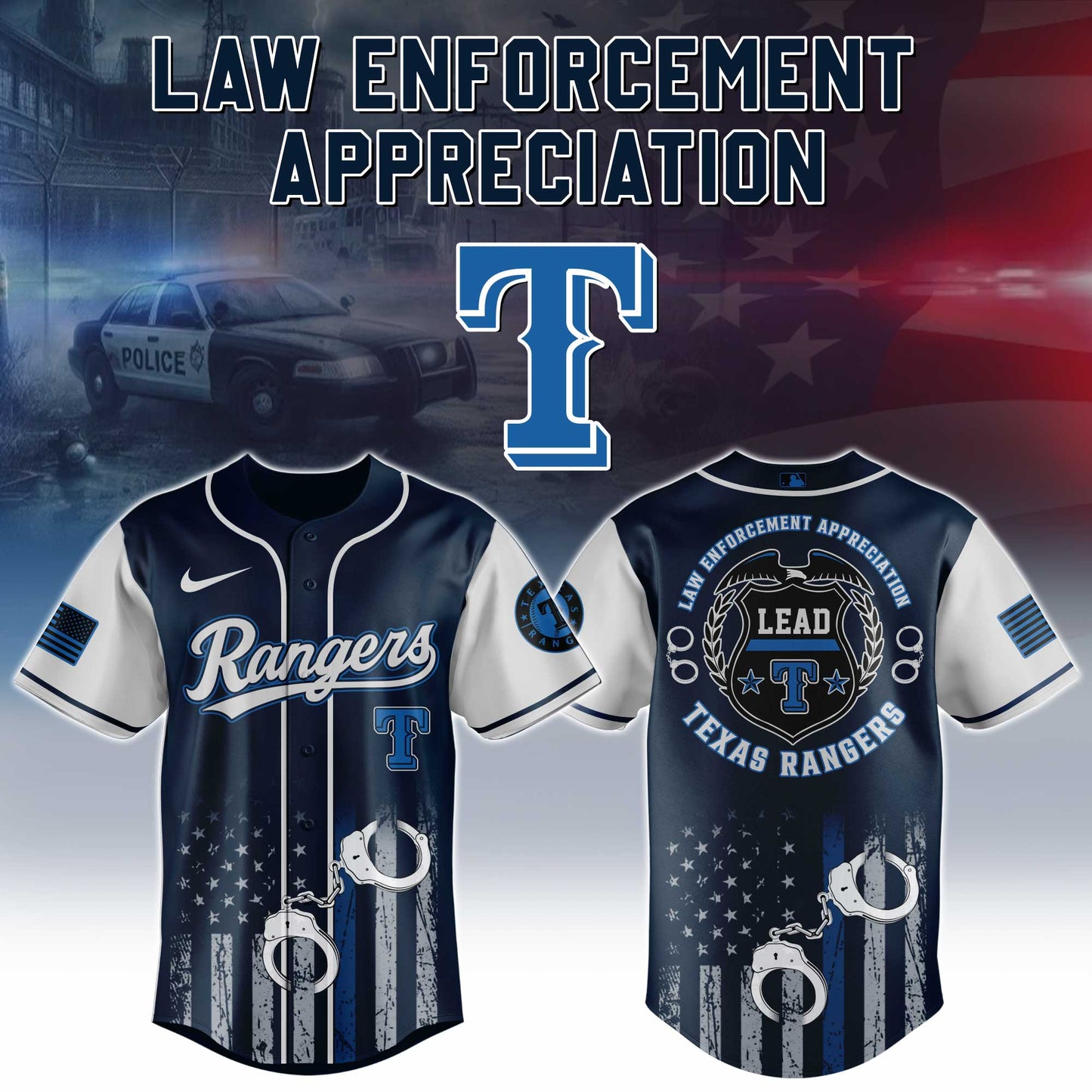 .  Texas Rangers MLB x Law Enforcement Appreciation Day Jersey Limited