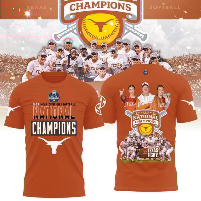 Texas Longhorns 2025 Women's Softball National Champions Hook 'Em 3D Apparel