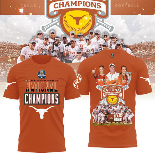 Texas Longhorns 2025 Women's Softball National Champions Hook 'Em 3D Apparel