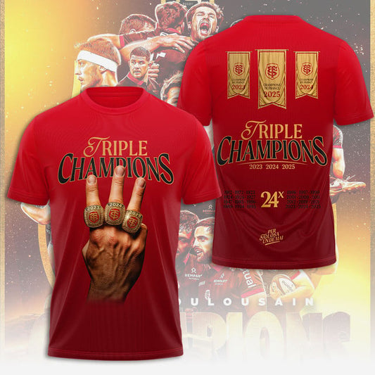 Stade Toulousain Champions 2025 Back to back to back 3D Apparel - QUA063
