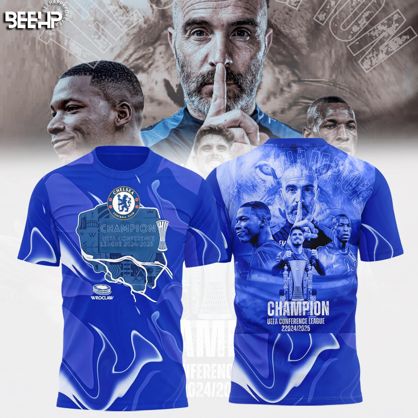 Chelsea FC 2025 UEFA Europa Conference Champions T-Shirt Full Printed