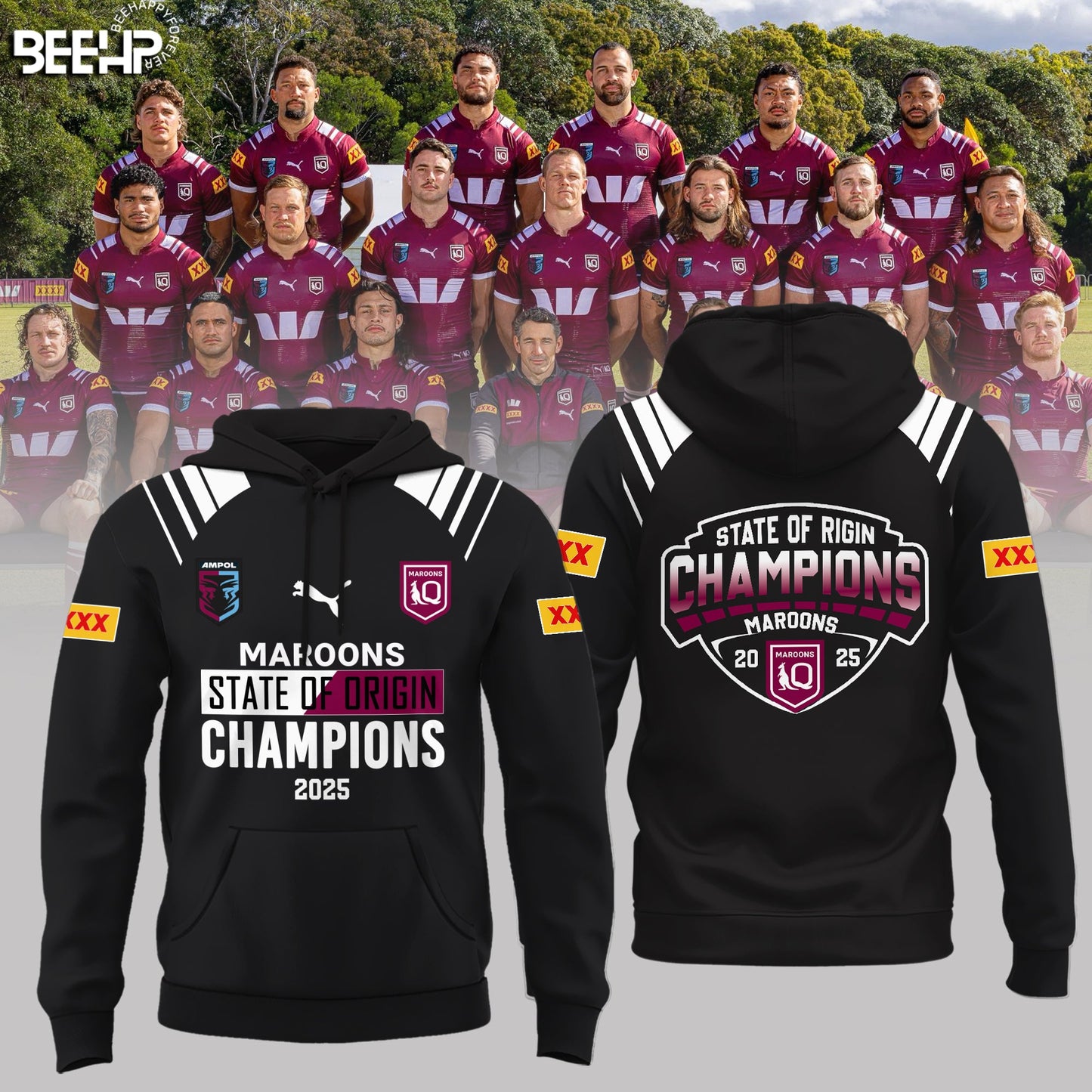 Queensland Maroons State Of Origin 2025 Champions Hoodie