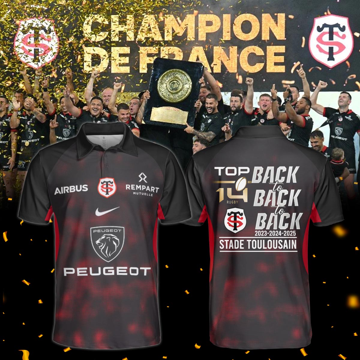 Stade Toulousain Champions 2025 Back To Back To Back Polo