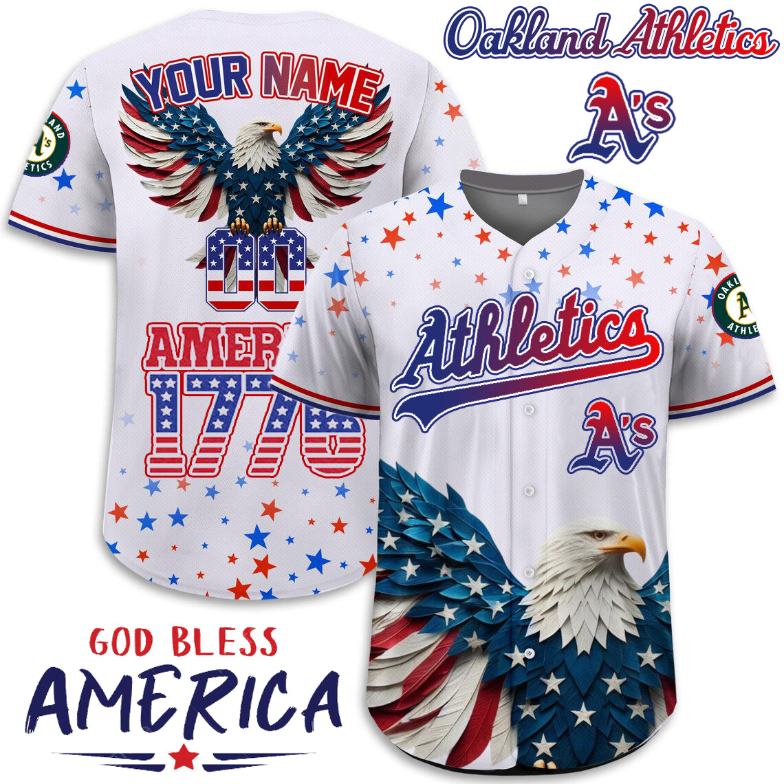 Athletics x Happy Independence Day Jersey Limited 2025-3D Baseball Jersey
