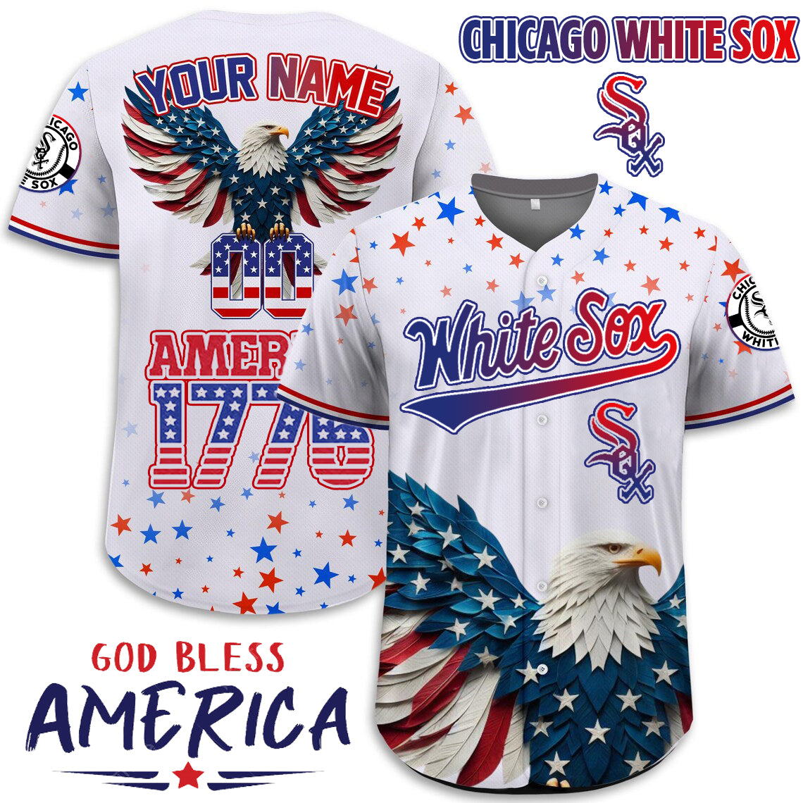 Chicago White Sox x Happy Independence Day Jersey Limited 2025-3D Baseball Jersey