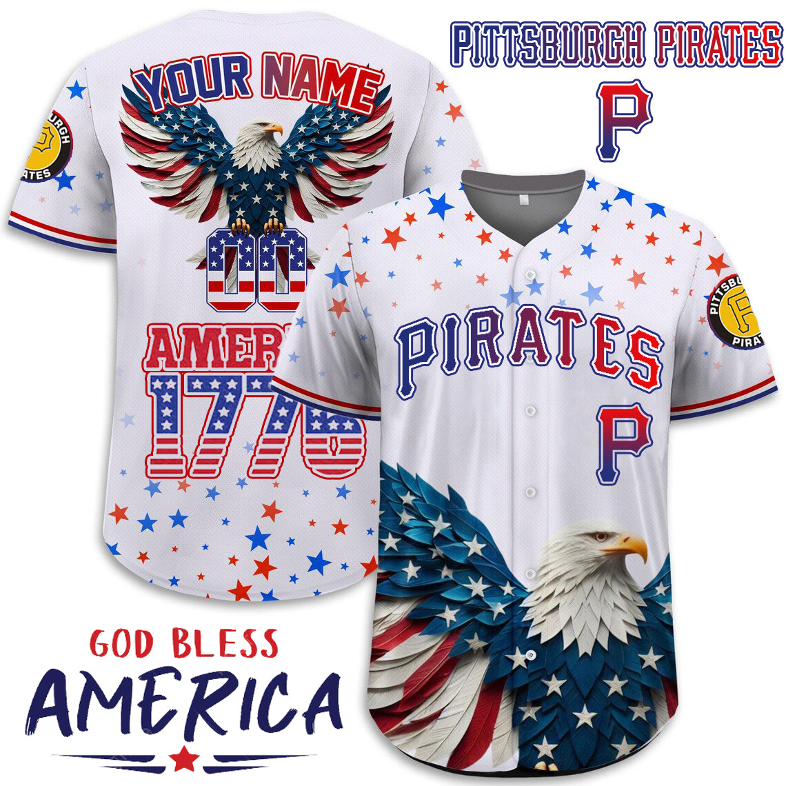 Pittsburgh Pirates x Happy Independence Day Jersey Limited 2025-3D Baseball Jersey