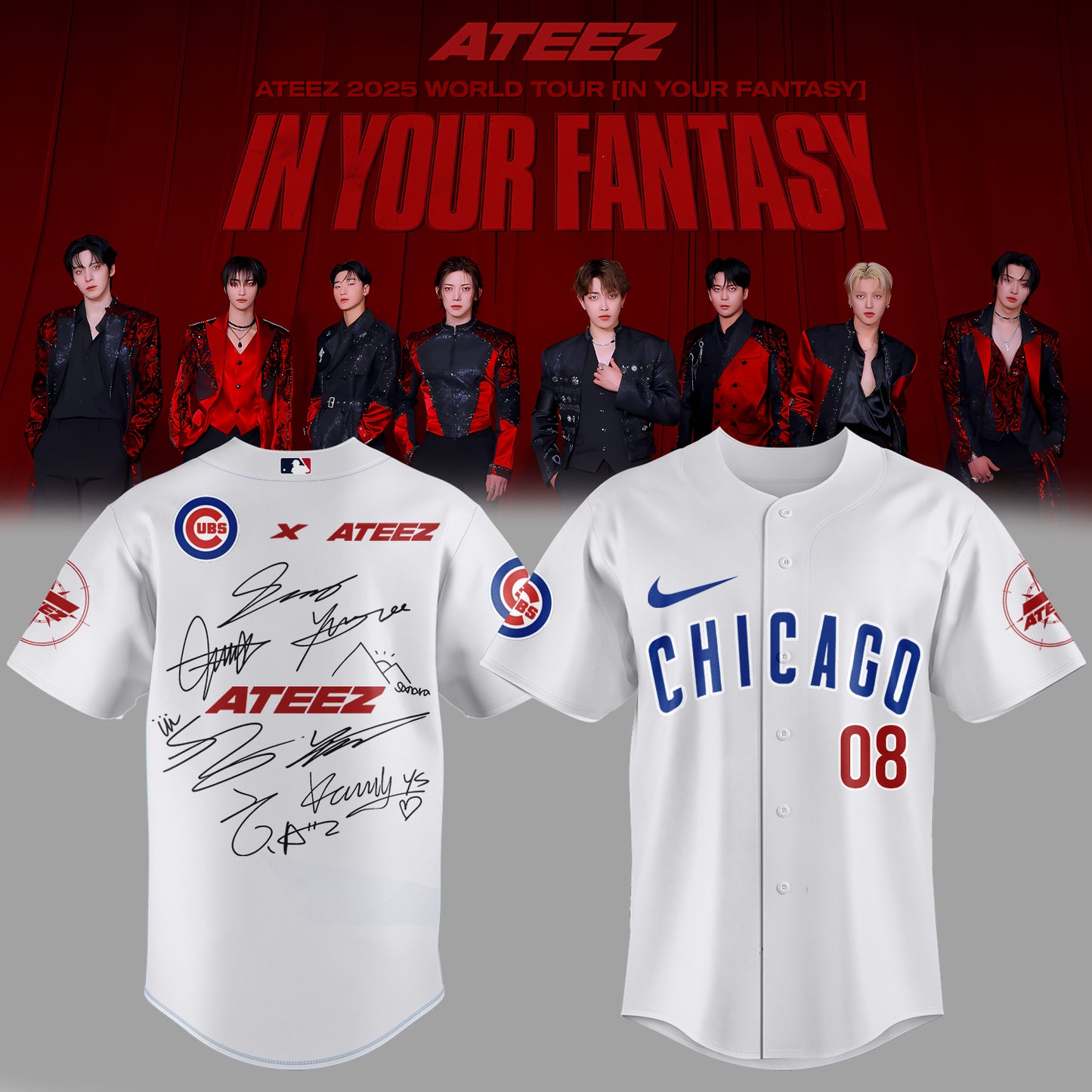 Chicago Cubs x ATEEZ 2025 World Tour Jersey