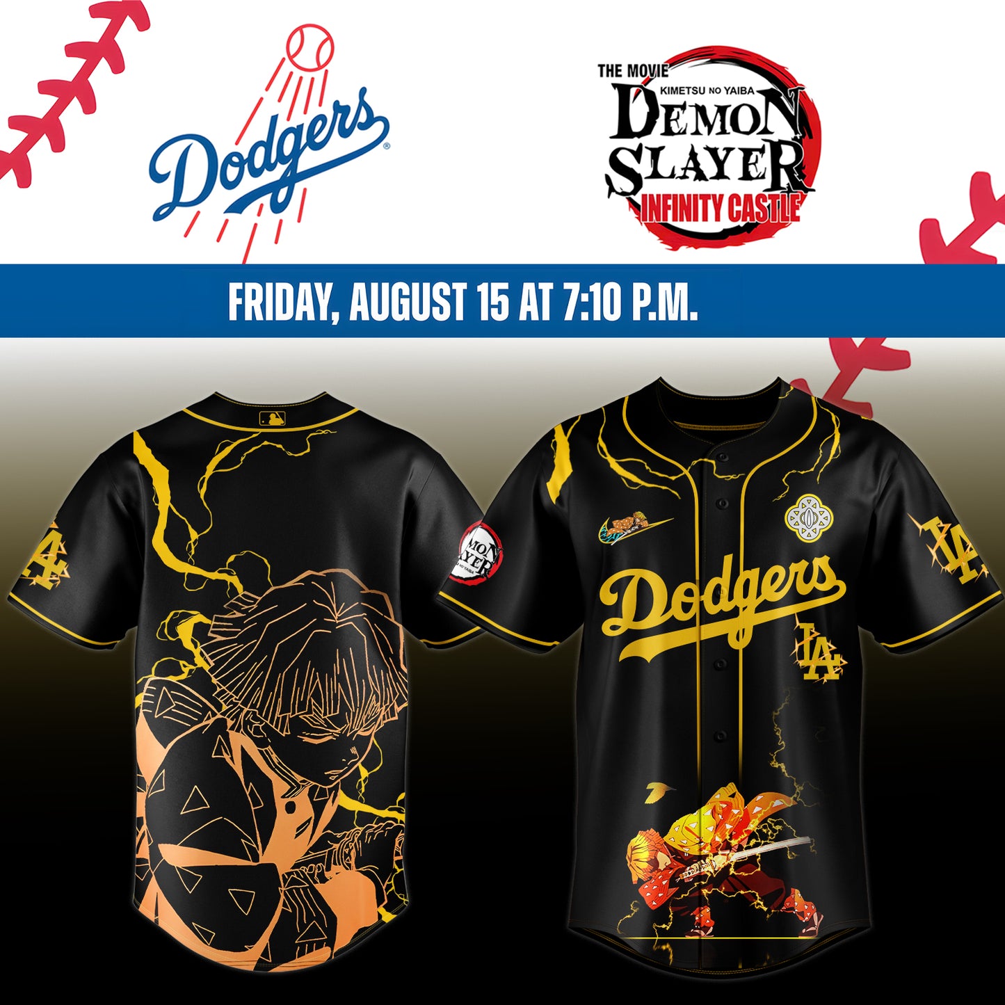 ,,LA Dodgers _ Demon Slayer Agatsuma Zenitsu Jersey 2025