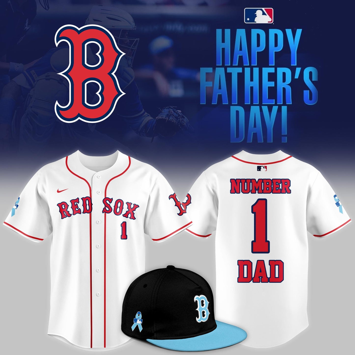 Boston Red Sox 2025 Fathers Day Number 1 Dad Limited Jersey