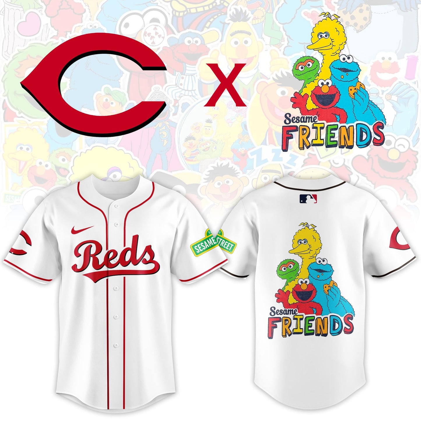 Cincinnati Reds 2025 Sesame Street Night Limited Jersey