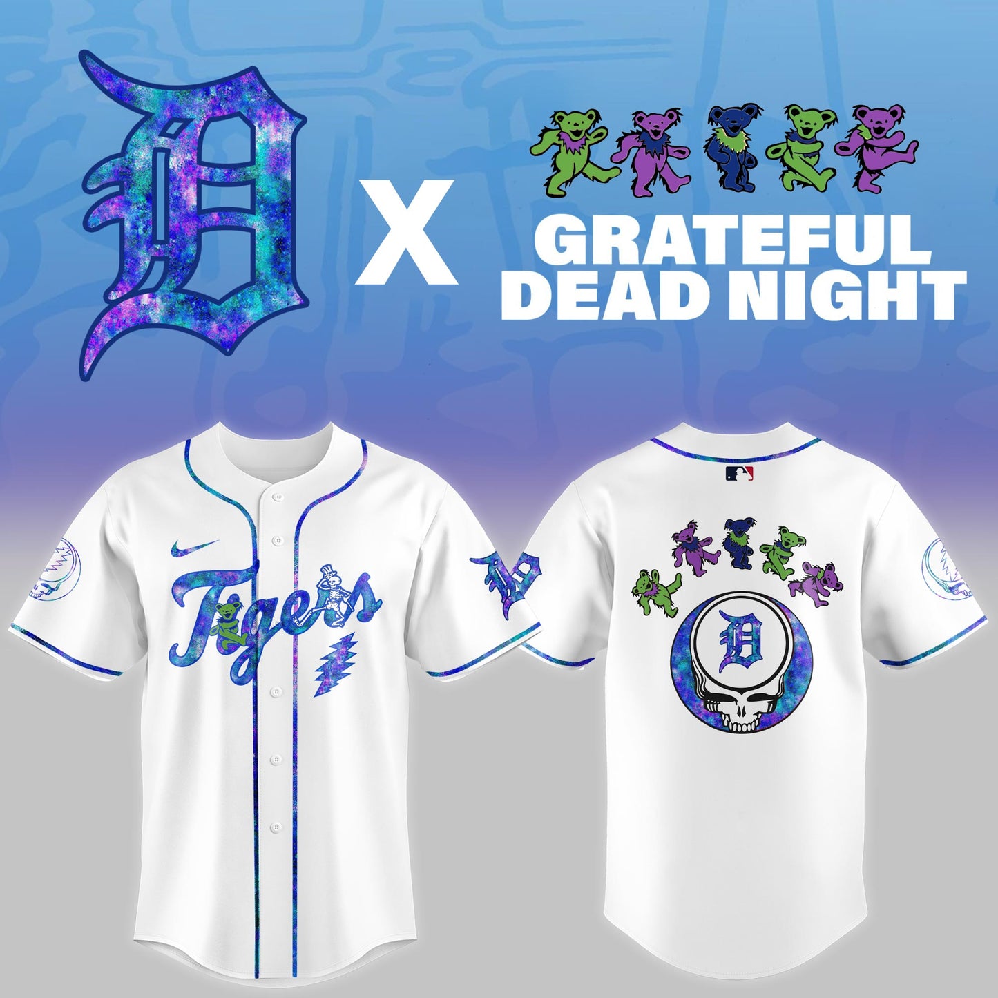 Detroit Tigers 2025 Grateful Dead Night Limited Jersey