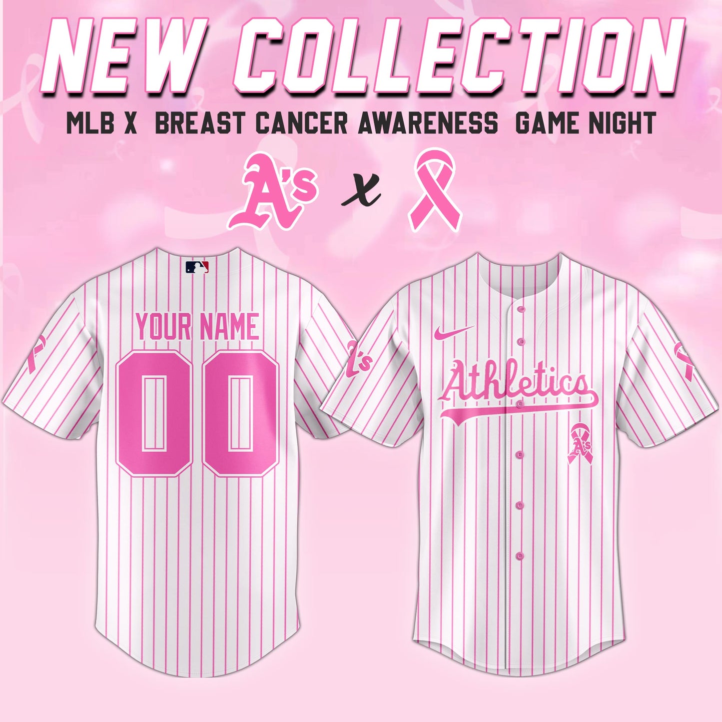 Athletics x  Breast Cancer Awareness Game Night Jersey Editons Limited