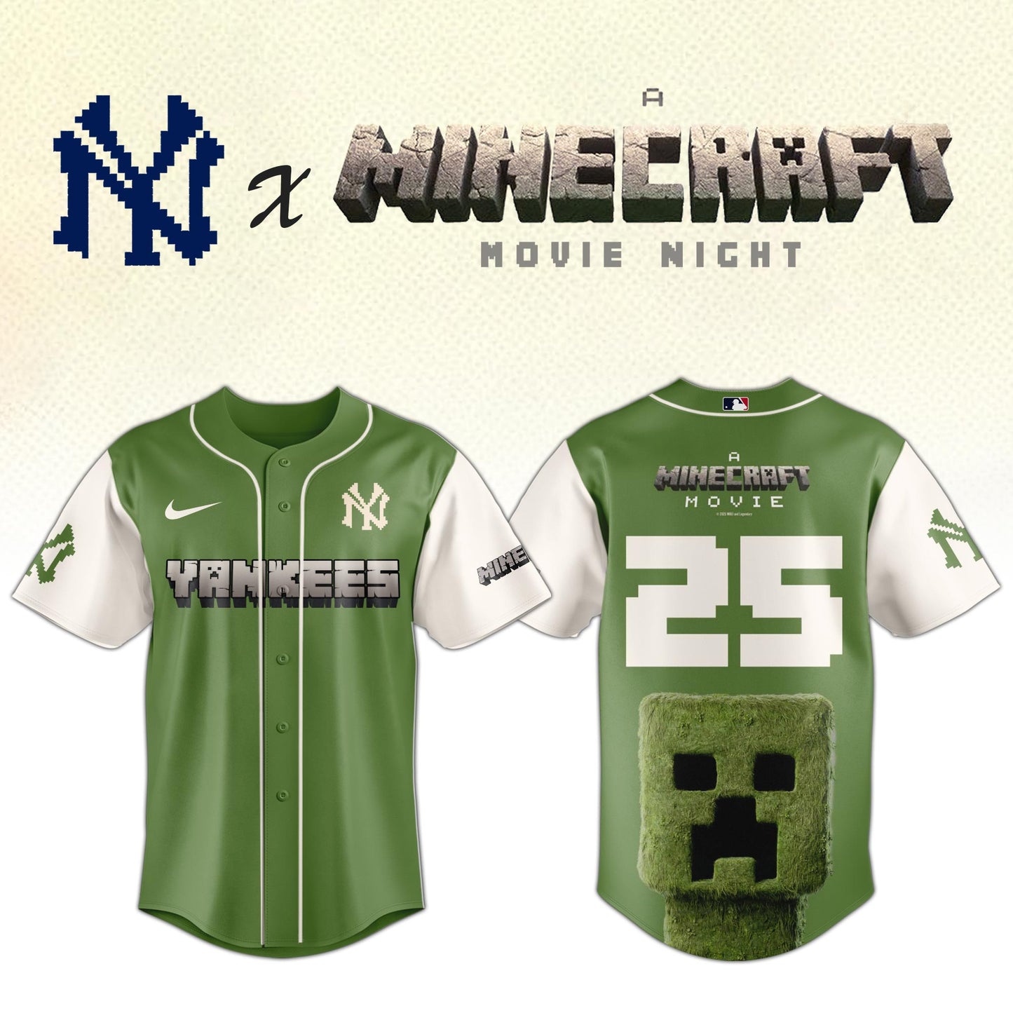 , New York Yankees MLB x A MINECRAFT MOVIE Night Jersey Editions Limited