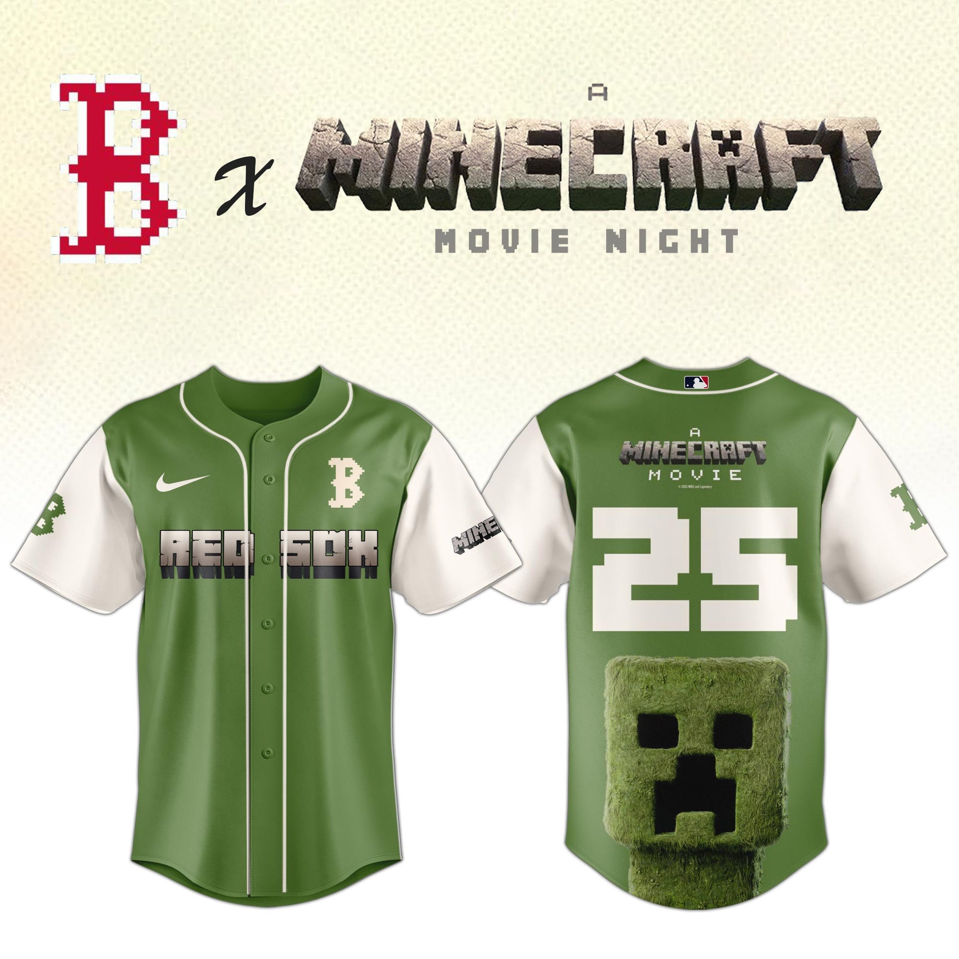 ,  Boston Red Sox MLB x A MINECRAFT MOVIE Night Jersey Editions Limited