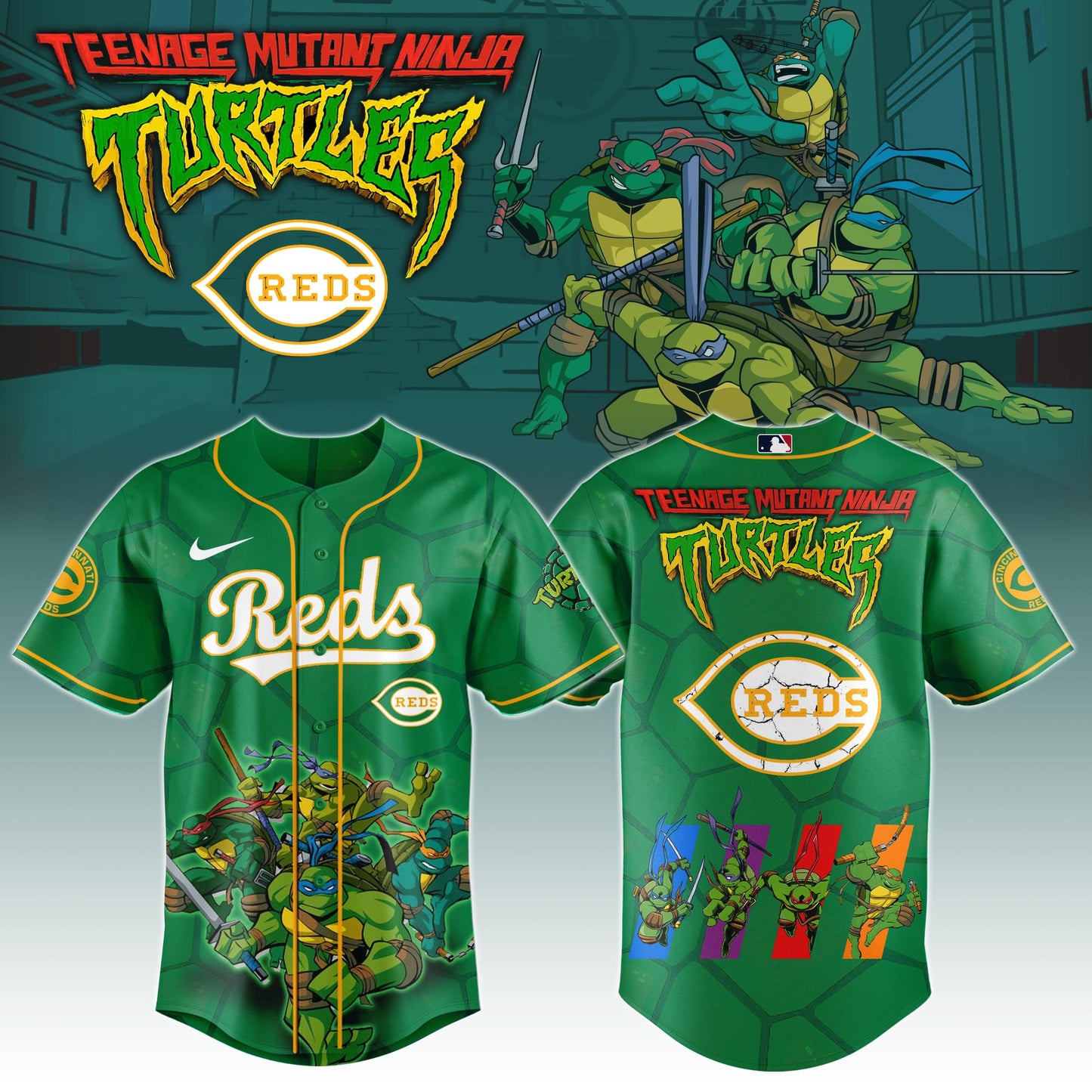 . Cincinnati Reds x Ninja Turtles Night Game Limited Edition Jersey 2025