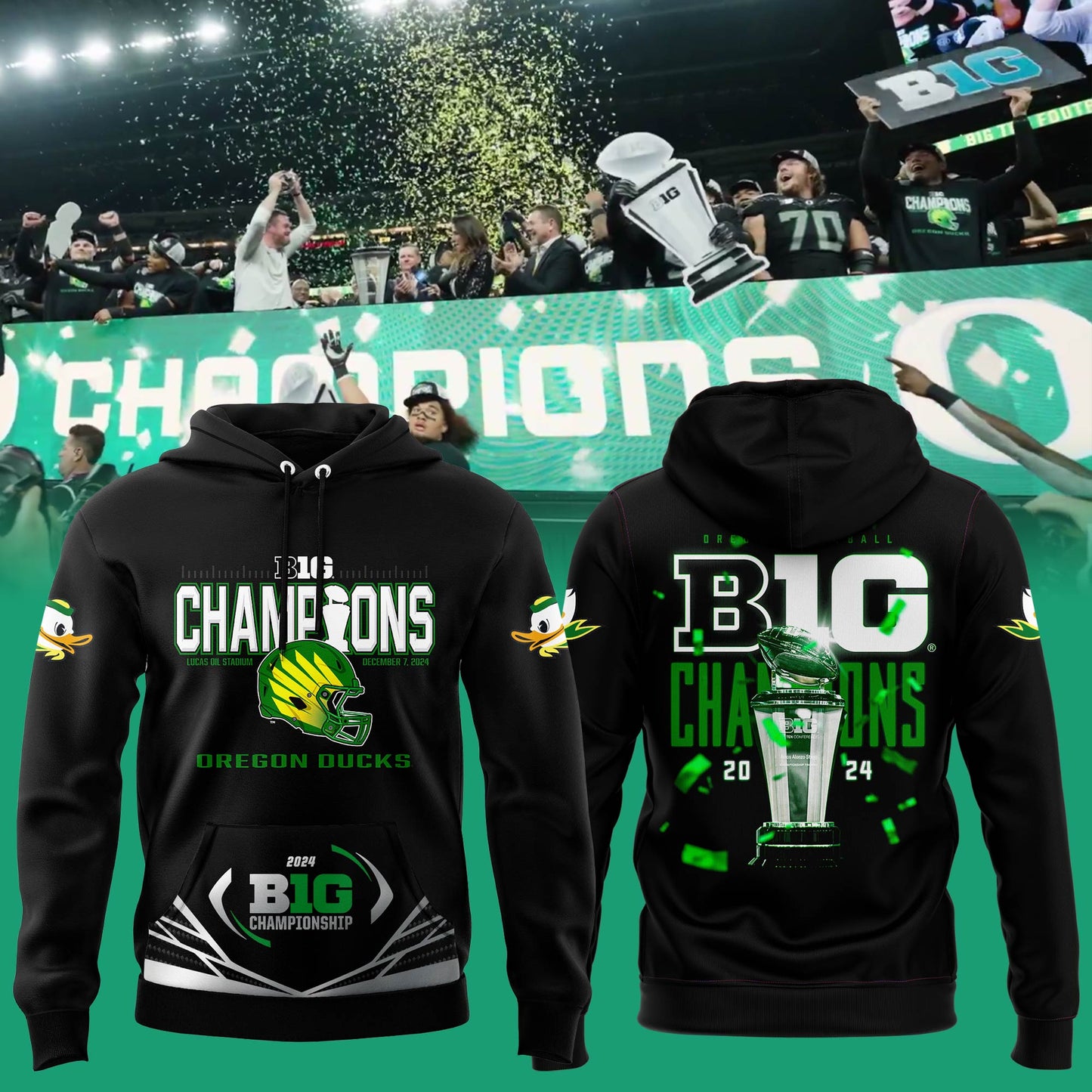 Oregon Ducks 2024 Big Ten Football Conference Champions Locker Room Hoodie
