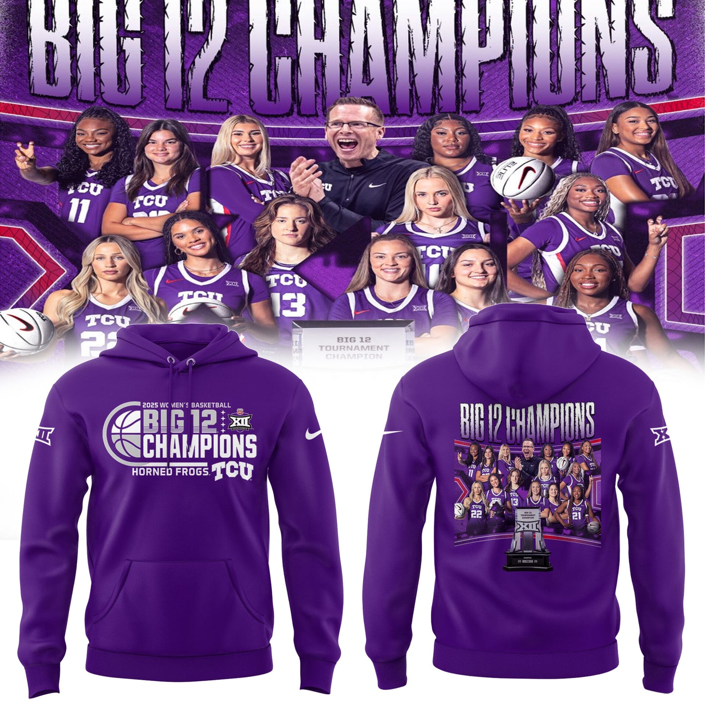 TCU Horned Frogs Women’s Basketball Limited Tournament Champions 2025 Hoodie-PA03102510