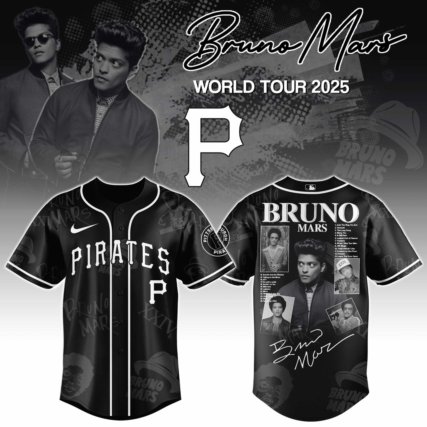 P Pirates x Bruno Mars at Park MGM 2025 Jersey Editions Limited +Selling Out Fast