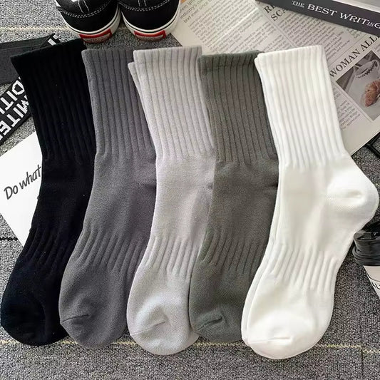 π New 5 Pairs Cool Men Black White Warm Socks Set Autumn Winter Male Solid Color Sport Short Socks (100% off)