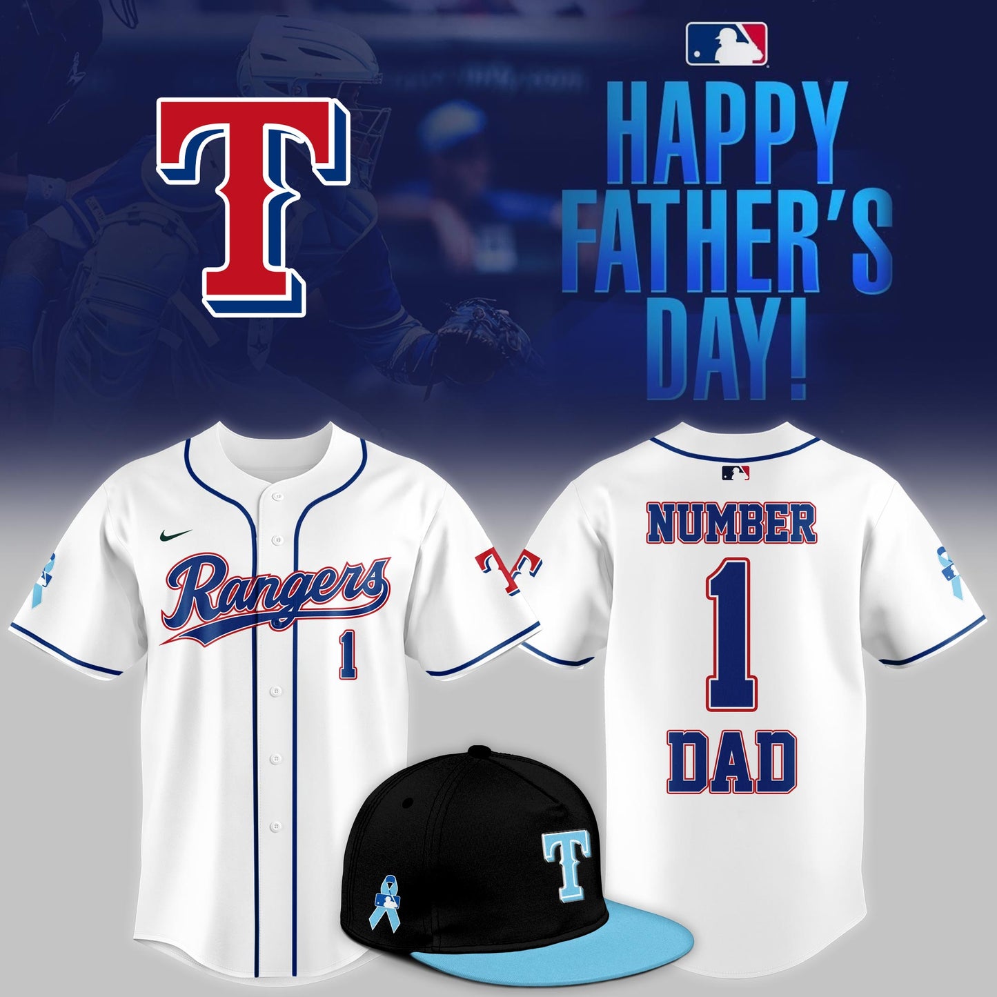 .Texas Rangers 2025 Fathers Day Number 1 Dad Limited Jersey