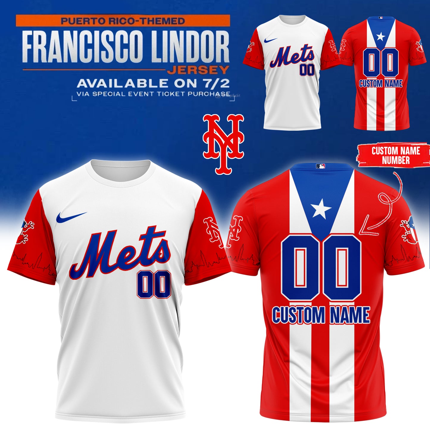 _,,New York Mets _ Puerto Rico Themed Francisco Lindor Tshirt&Hoodie 2025 (Custom Name&Number)