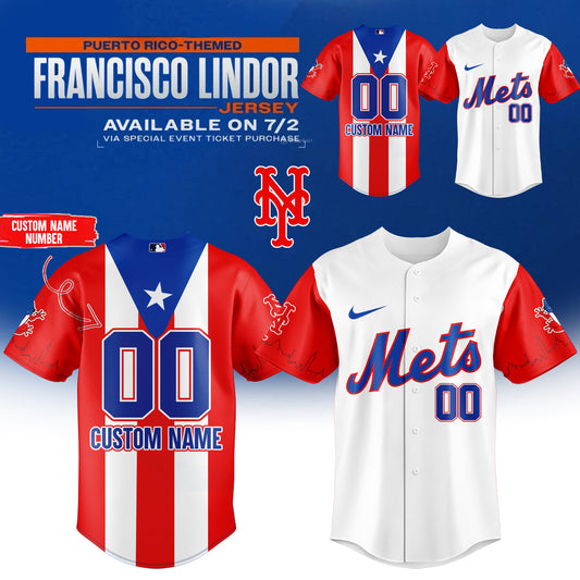 _,,New York Mets _ Puerto Rico Themed Francisco Lindor Jersey 2025 (Custom Name&Number)