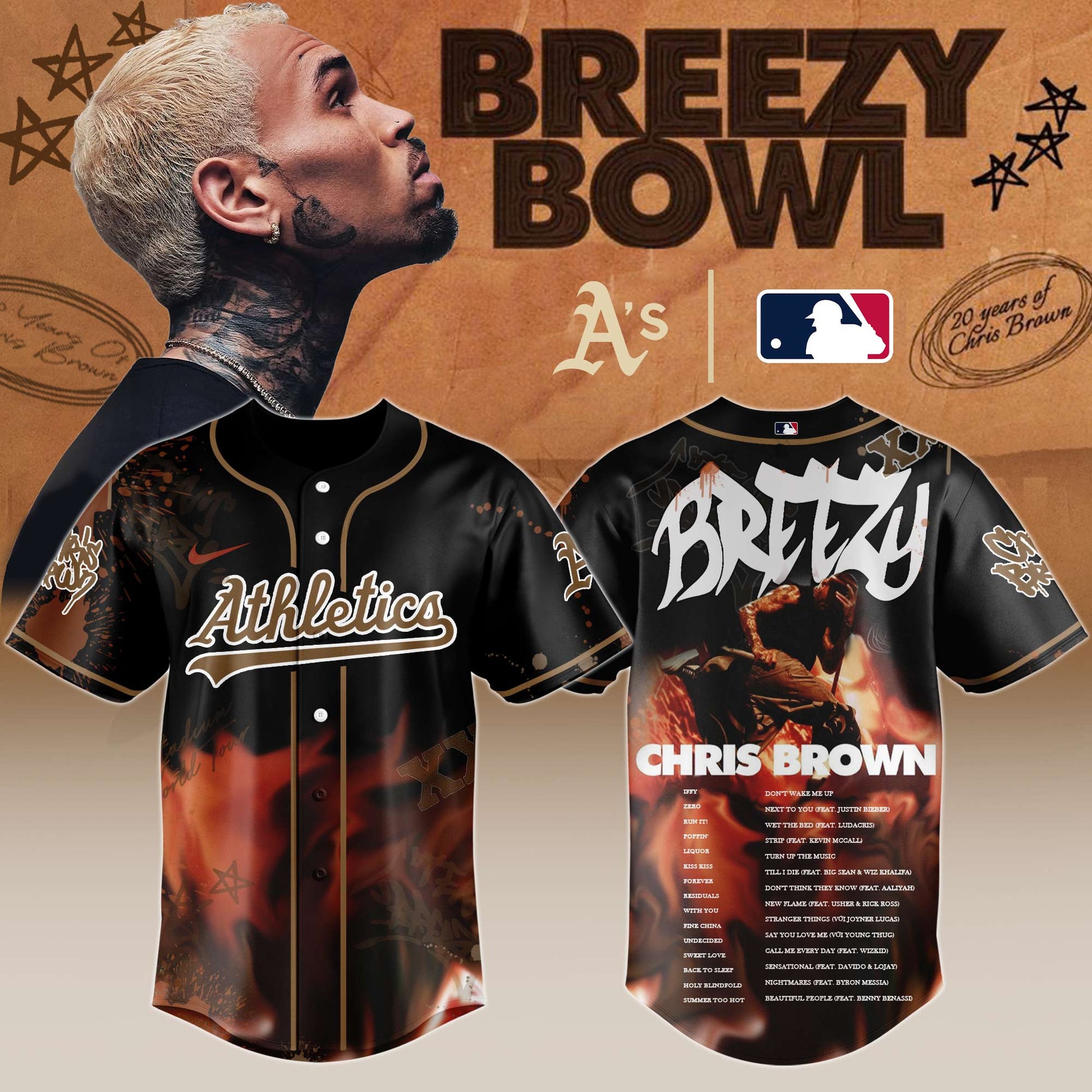 A t h l e t i c s x Chris Brown "Breezy Bowl XX Stadium World Tour" 2025 Jersey Editions Limited + Selling Out Fast