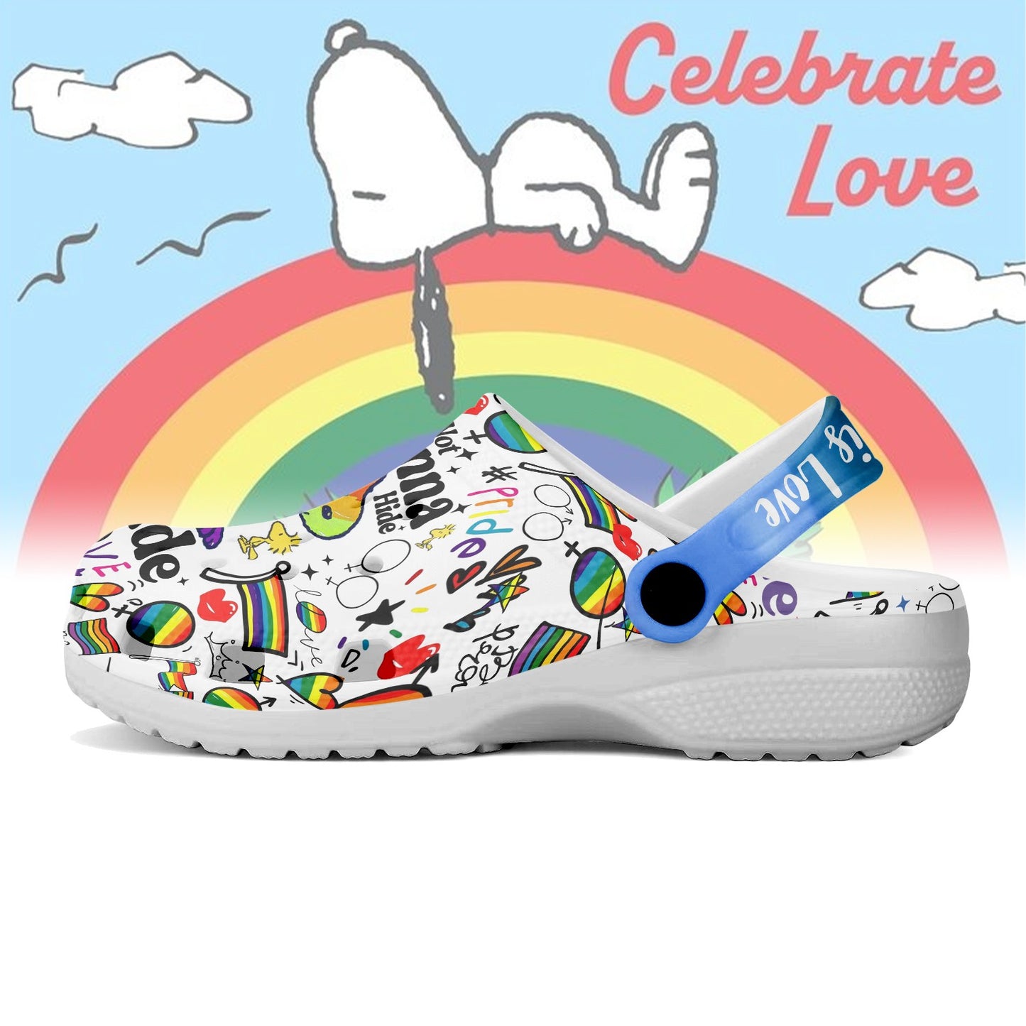 Snoopy x Pride Month Crocs Crocband Clogs Shoes Comfortable For Men Women