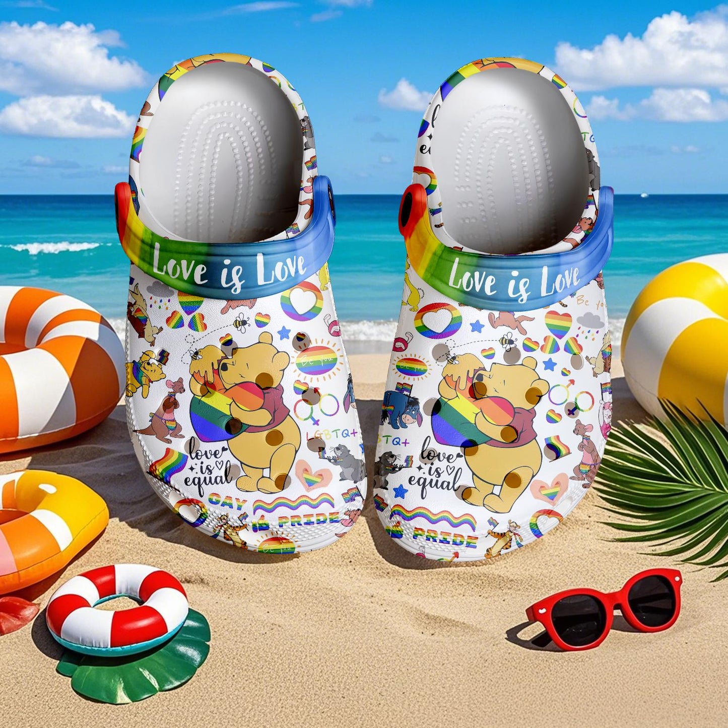 Winnie The Pooh x Pride Month Crocs Crocband Clogs Shoes Comfortable For Men Women