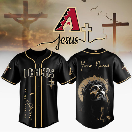 Arizona Diamondbacks x Jesus Baseball Jersey May The Person Who Wears This Shirt Be Blessed With Good Health And Good Luck