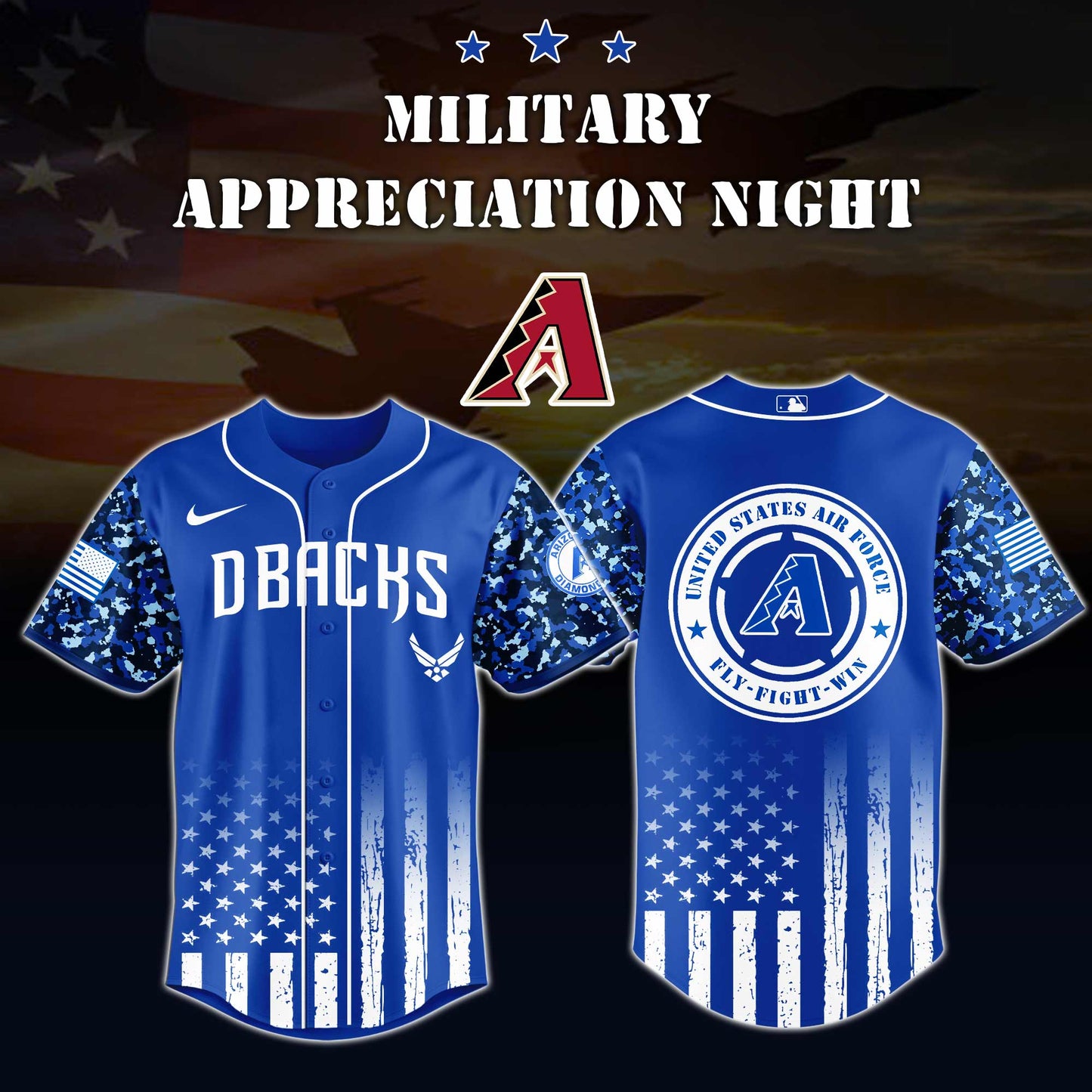 _Arizona Diamondbacks MLB x Air Force Military Appreciation Night Jersey Editions Limited 2025 V4