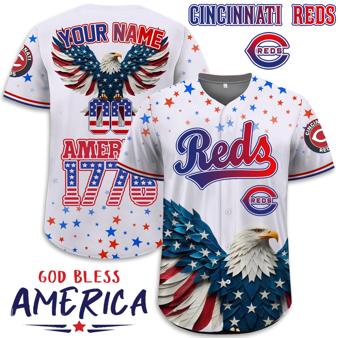 Cincinnati Reds x Happy Independence Day Jersey Limited 2025-3D Baseball Jersey