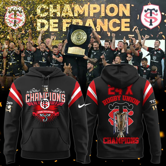 Stade Toulousain Champions 2025 Back To Back To Back Hoodie