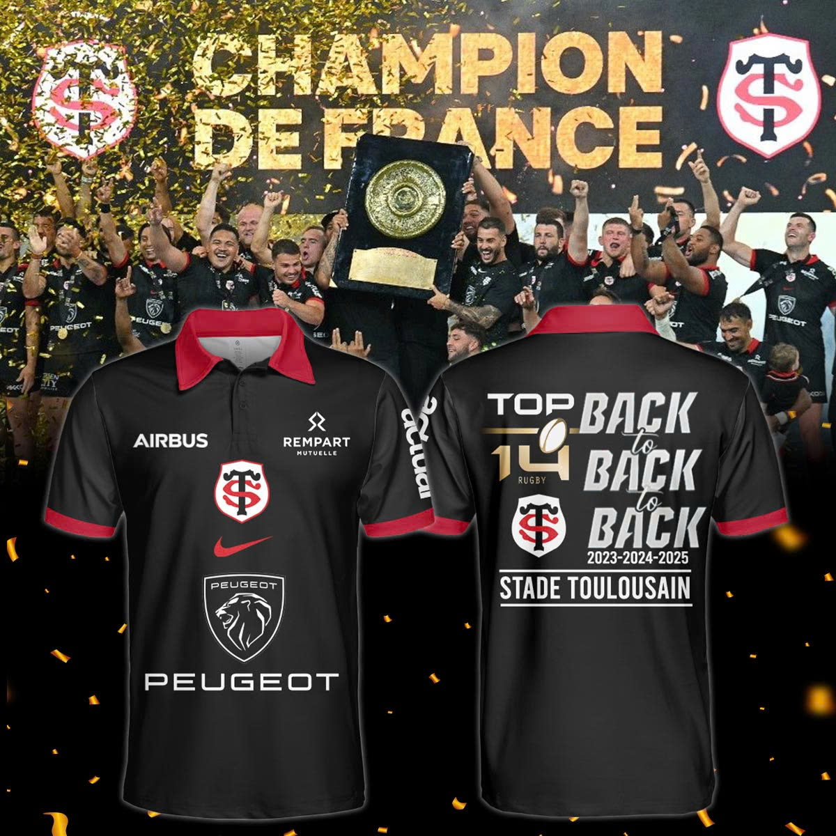 Stade Toulousain Champions 2025 Back To Back To Back Polo