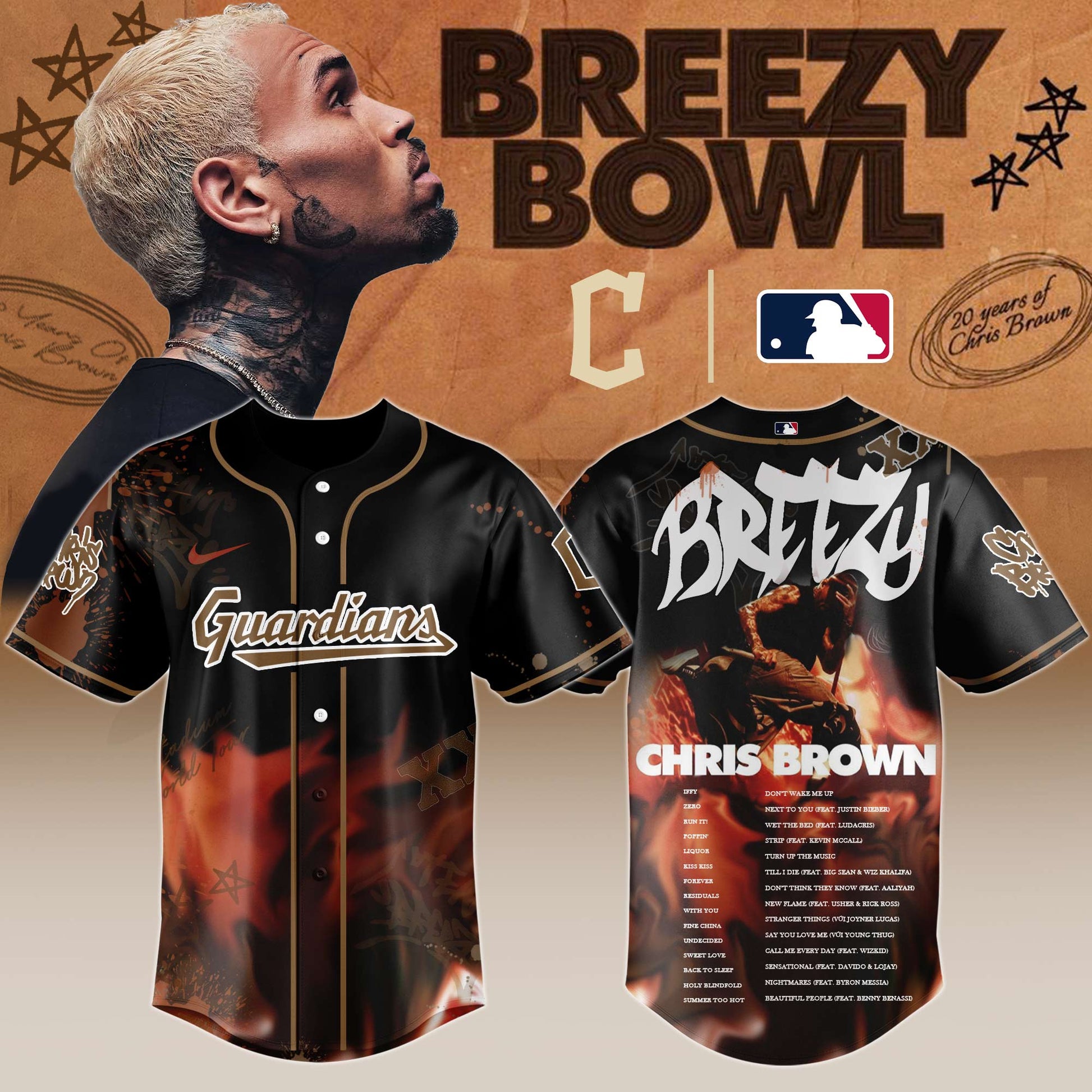 C Guardians x Chris Brown "Breezy Bowl XX Stadium World Tour" 2025 Jersey Editions Limited + Selling Out Fast