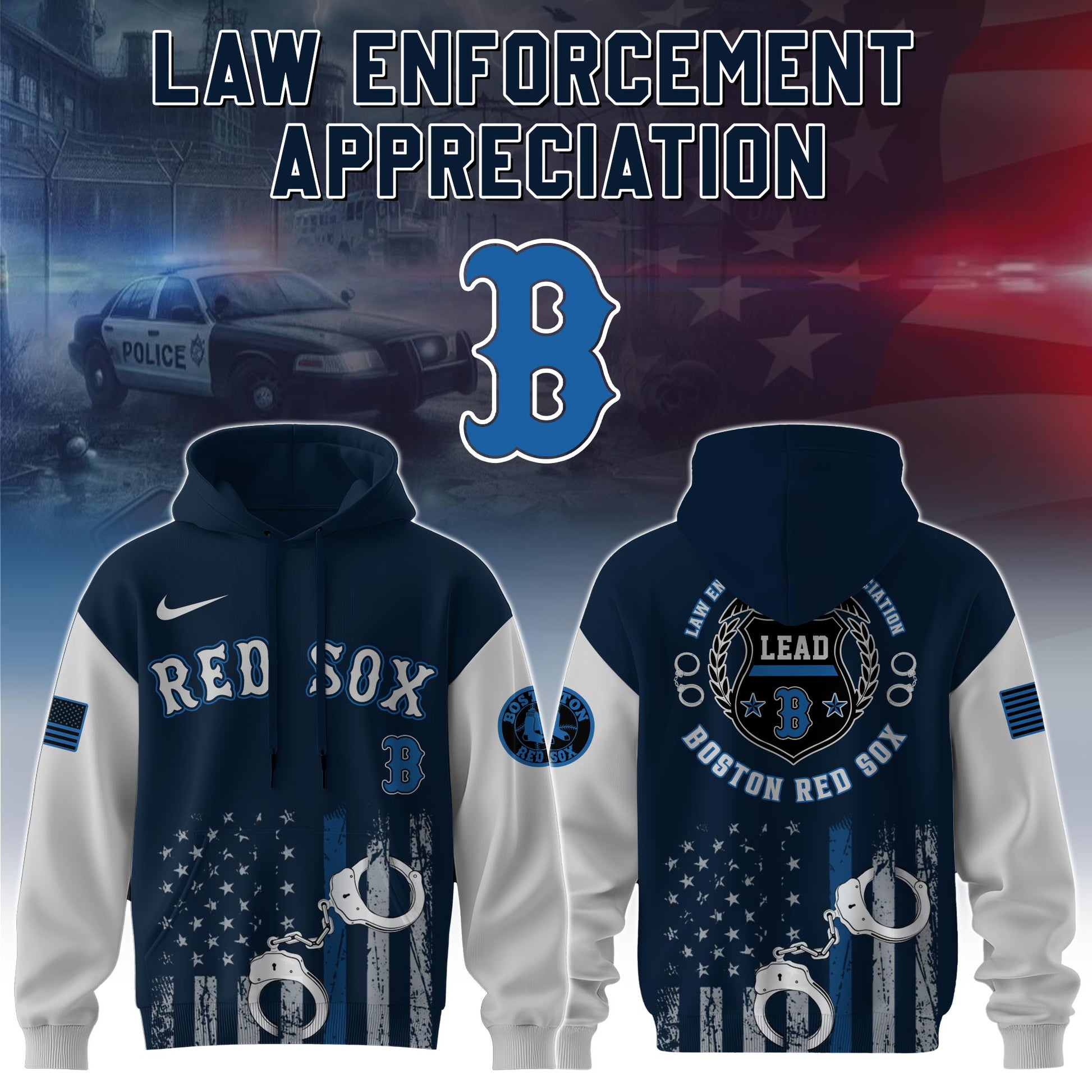 . Boston Red Sox MLB x Law Enforcement Appreciation Day Hoodie Limited