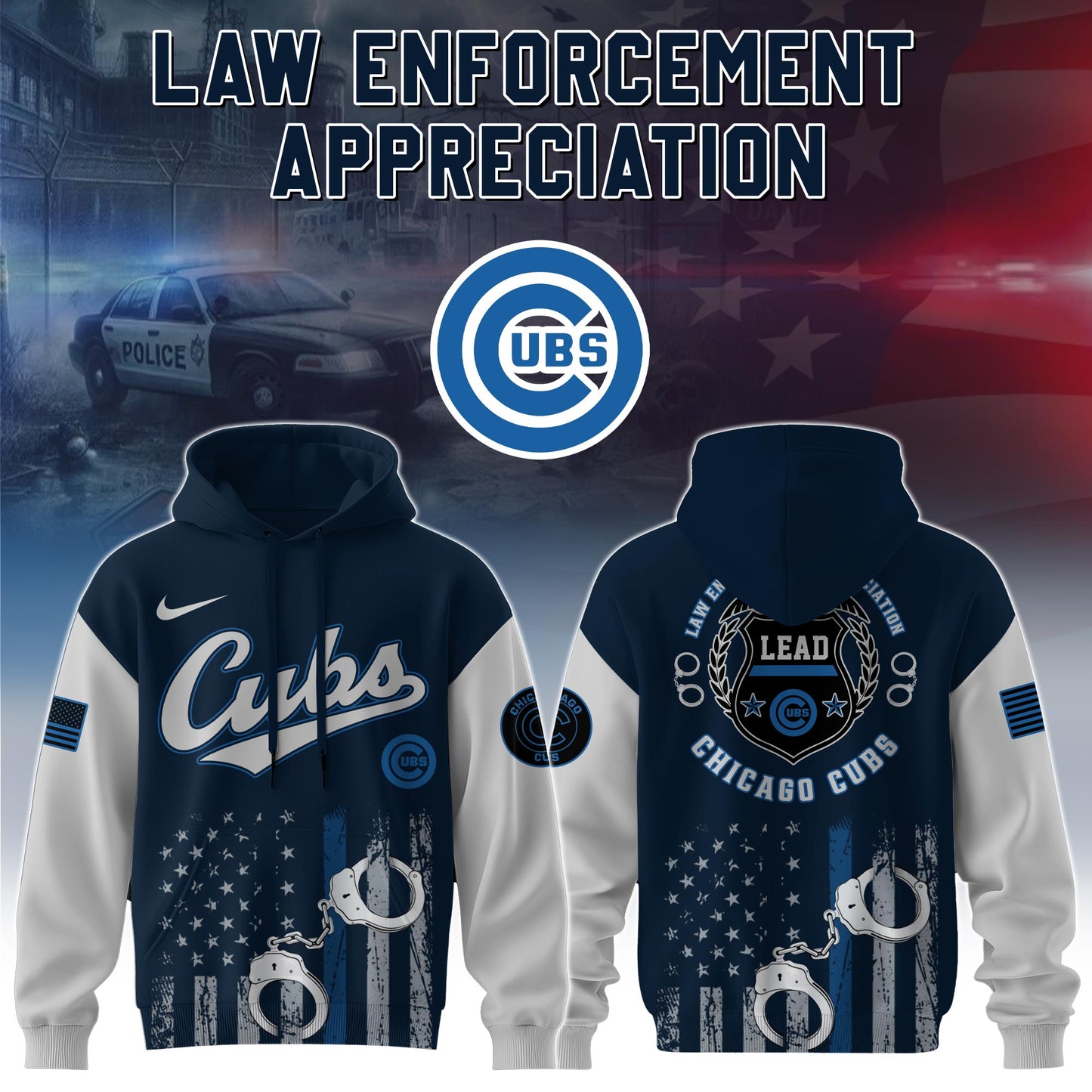 . Chicago Cubs MLB x Law Enforcement Appreciation Day Hoodie Limited
