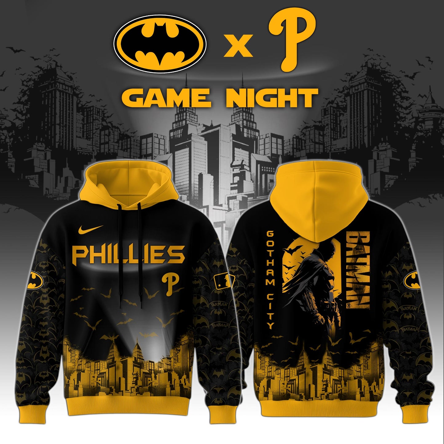 .Philadelphia Phillies x DC Batman Game Night Special Edition Hoodie