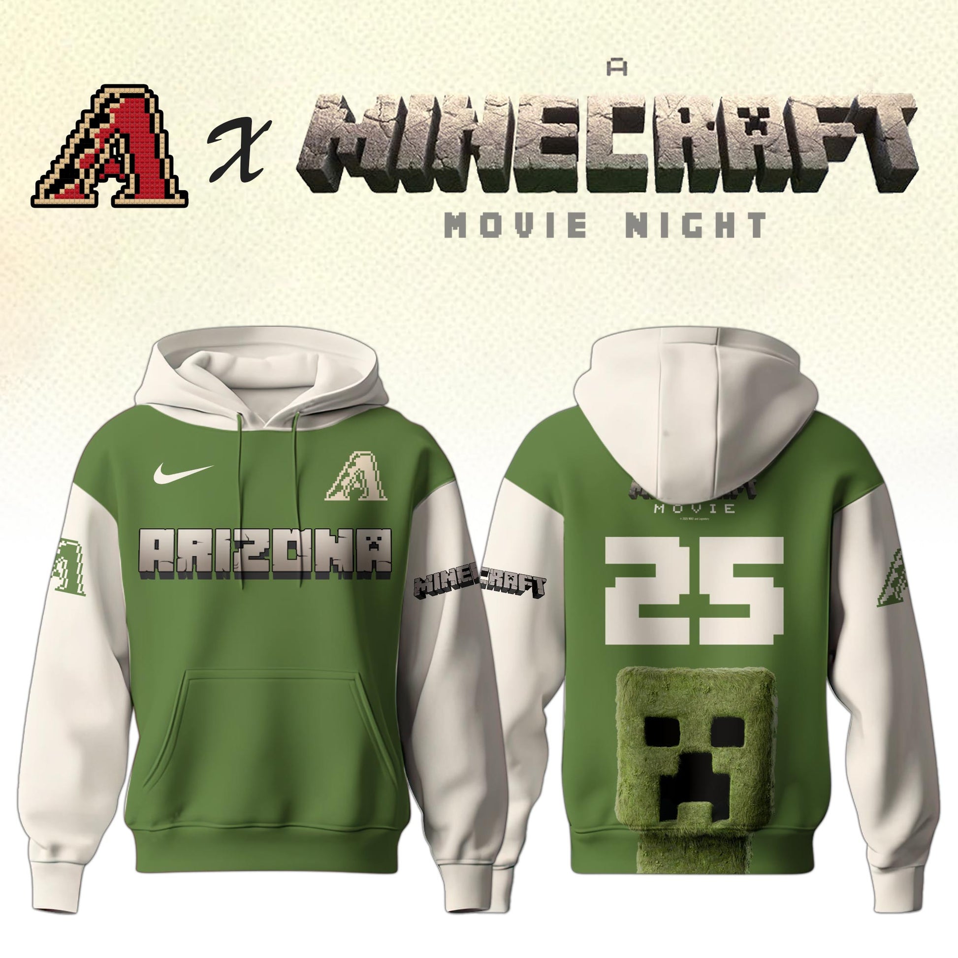 ,  Arizona Diamondbacks MLB x A MINECRAFT MOVIE Night Hoodie Editions Limited