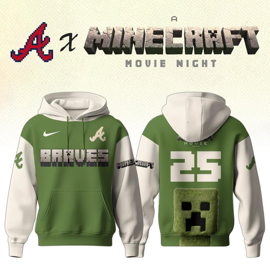 ,  Atlanta Braves MLB x A MINECRAFT MOVIE Night Hoodie Editions Limited