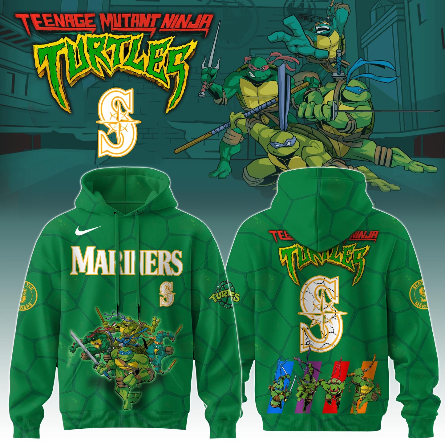 . Seattle Mariners MLB x Ninja Turtles Special Edition Hoodie 2025