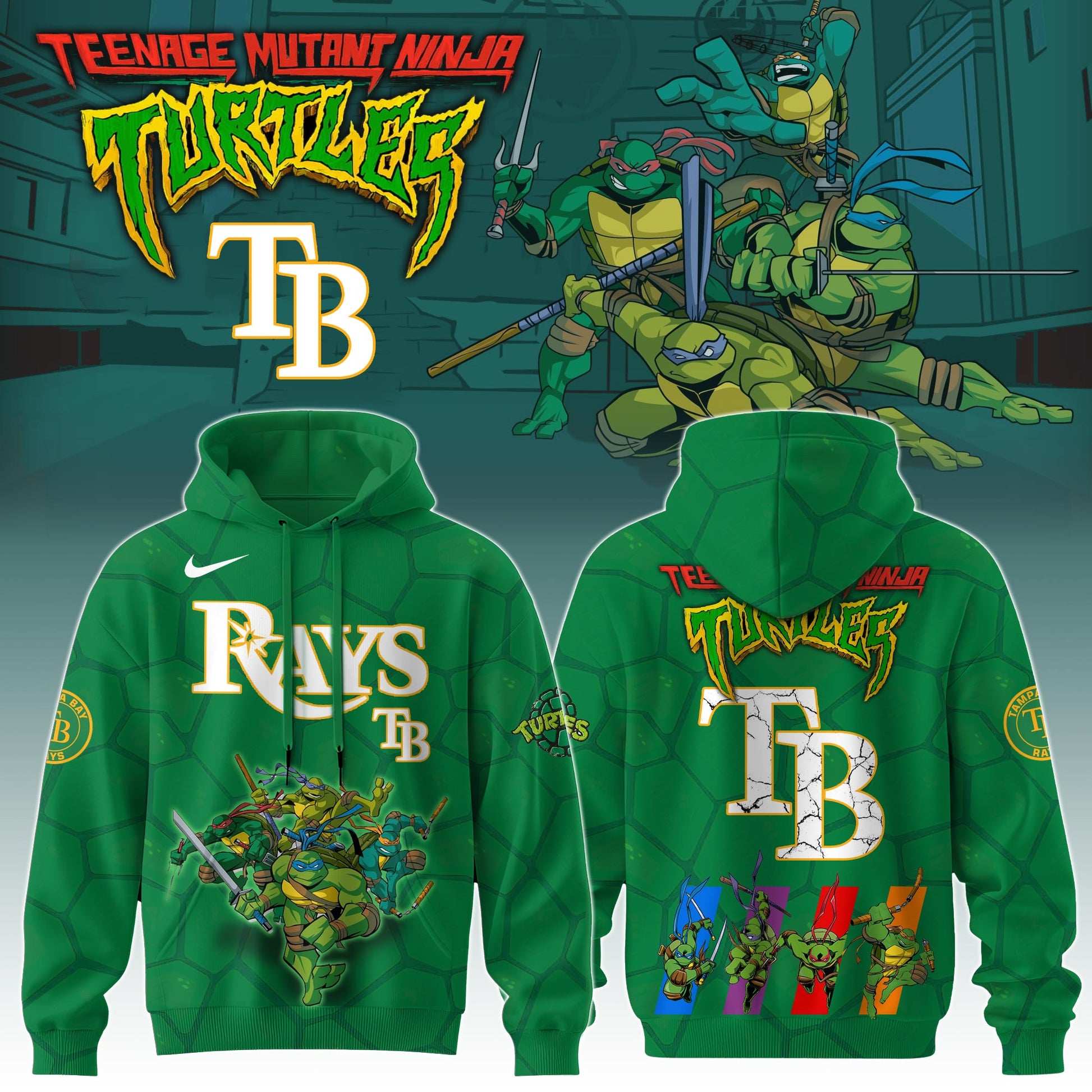 .        Tampa Bay Rays MLB x Ninja Turtles Special Edition Hoodie 2025