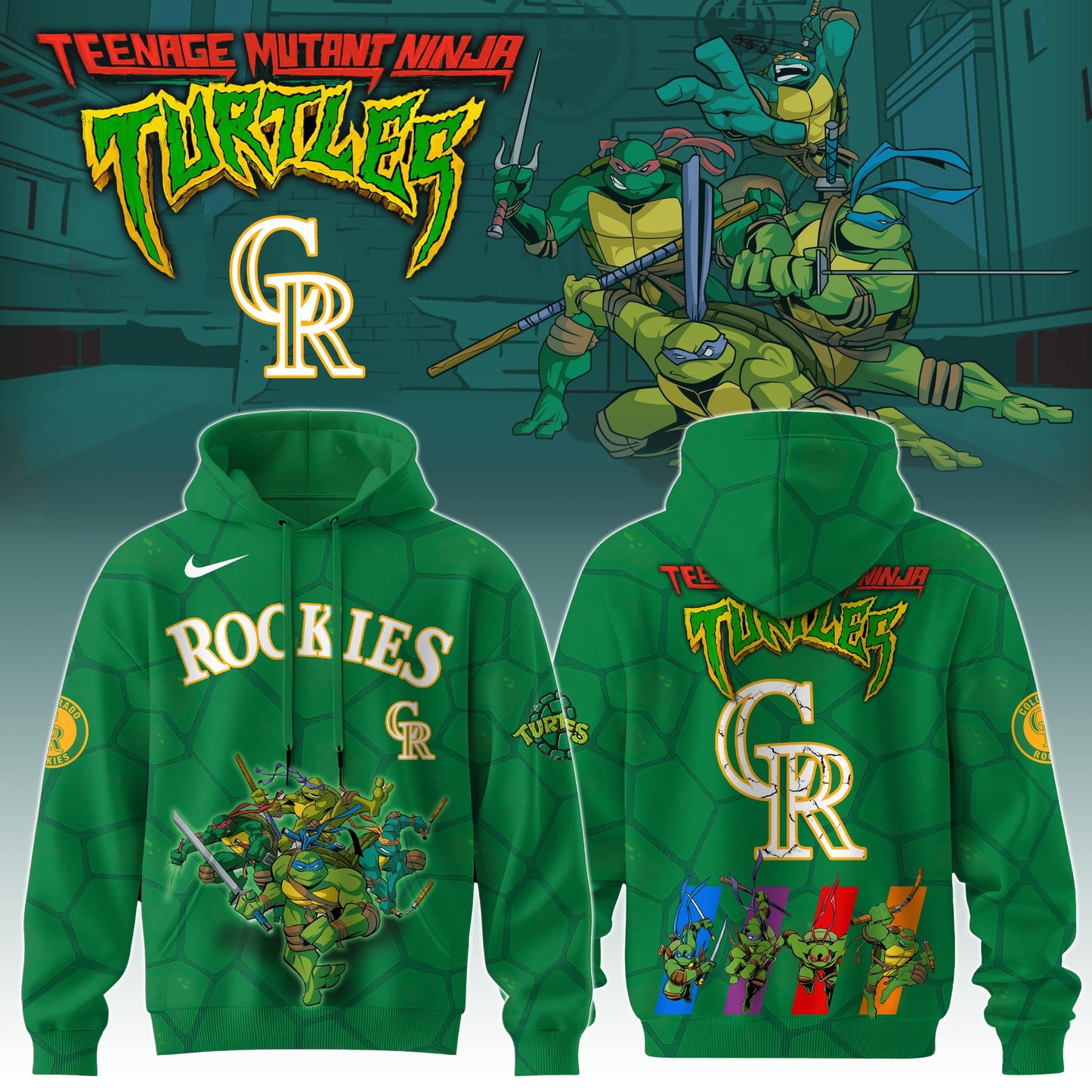 . Colorado Rockies MLB x Ninja Turtles Special Edition Hoodie 2025