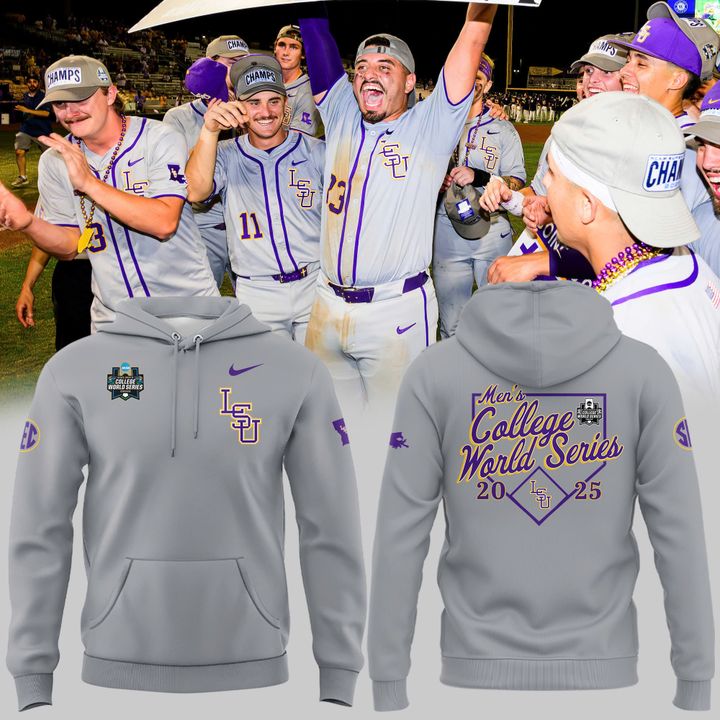 Special New Men's College World Series LSU Grey Hoodie