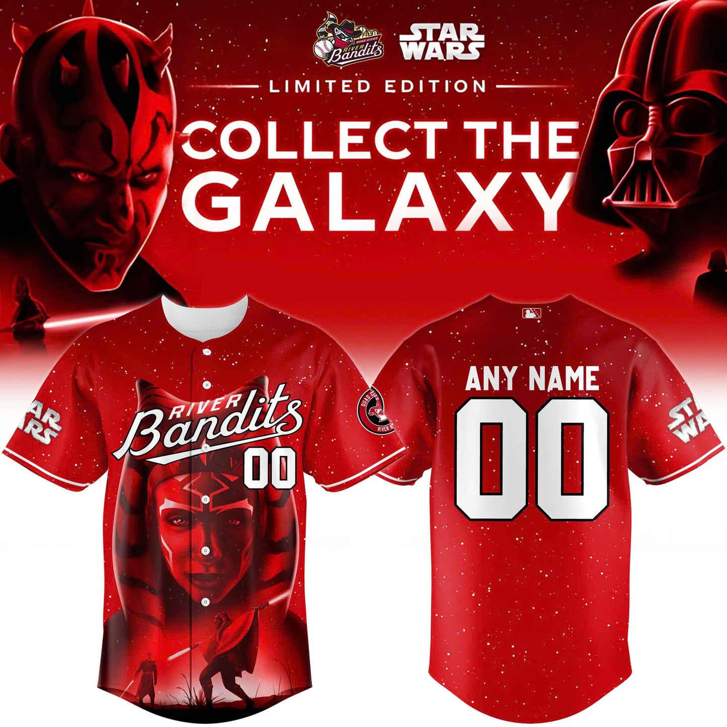 Quad Cities River Bandits x Star Wars Baseball Jersey 2025 Ahsoka Tano