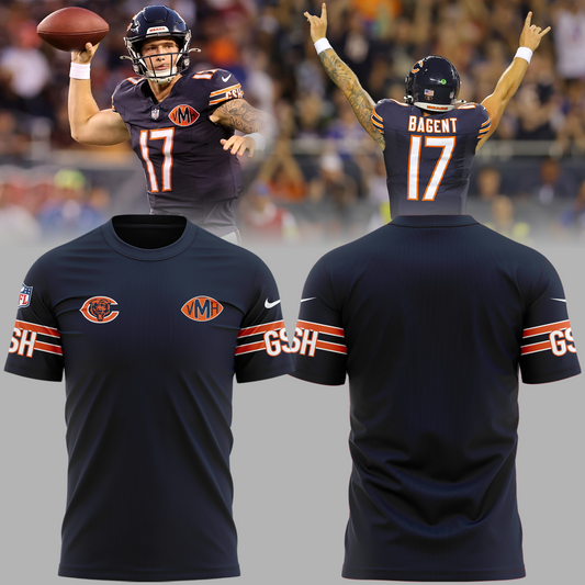2 Tyson Bagent Number 17 Chicago BearsTshirt